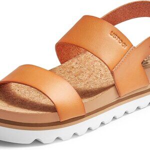 Women's Cork Platform Sandals Vegan Leather Arch Support Beach Slides